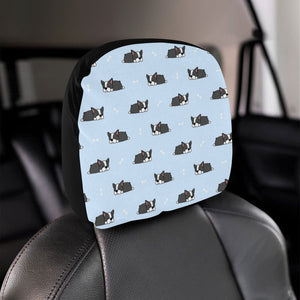 Sleep Boston Terrier Bone Pattern Car Headrest Cover