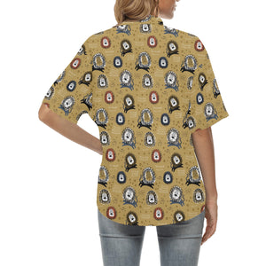 Lion Pattern Print Design 03 Women's All Over Print Hawaiian Shirt