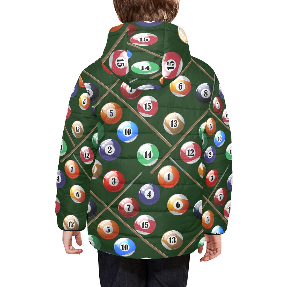 Billiard Ball Pattern Print Design 03 Kids' Boys' Girls' Padded Hooded Jacket