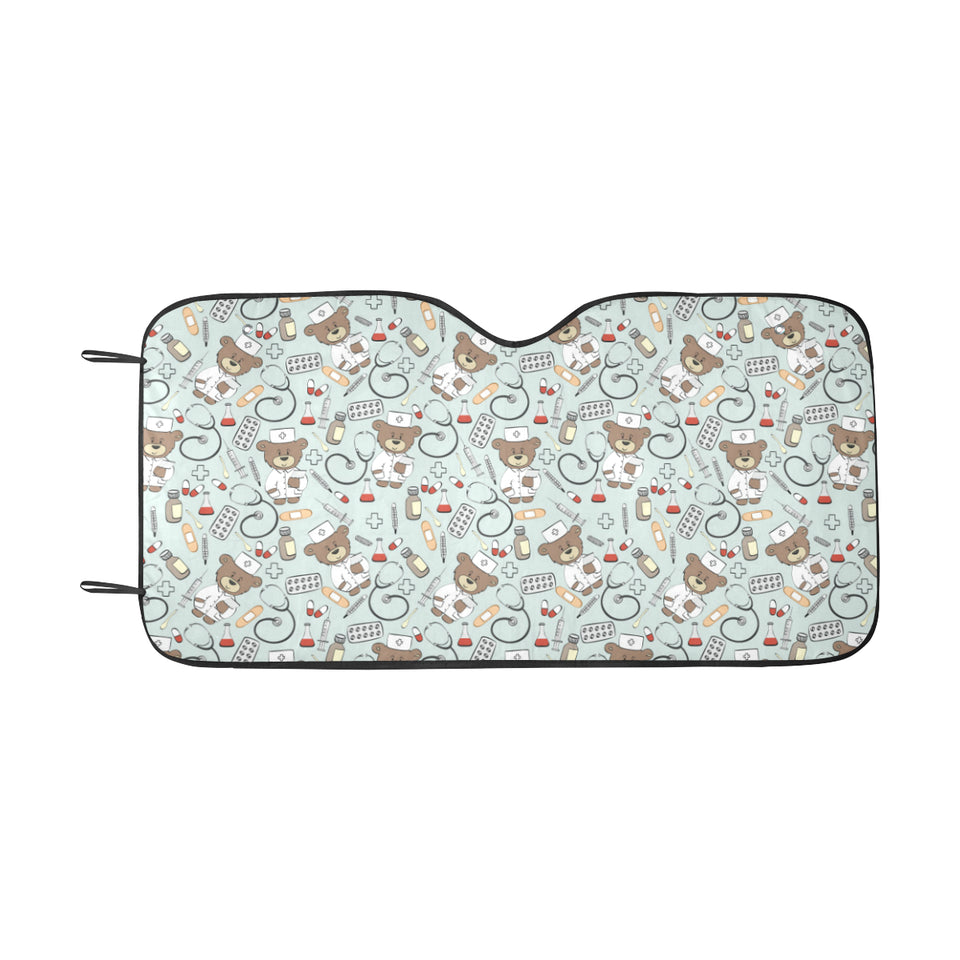 Teddy Bear Pattern Print Design 02 Car Sun Shade