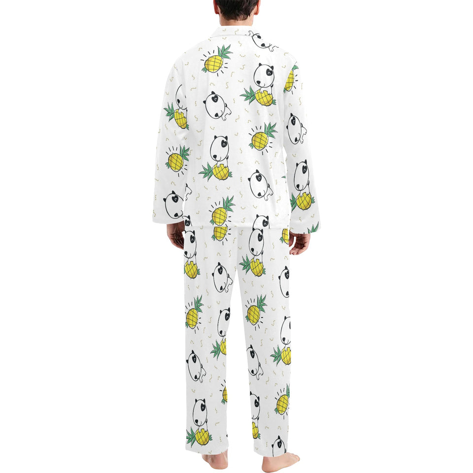 Bull Terrier Pattern Print Design 01 Men's Long Pajama Set