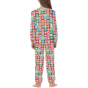 Rainbow Rectancular Pattern Kids' Boys' Girls' All Over Print Pajama Set