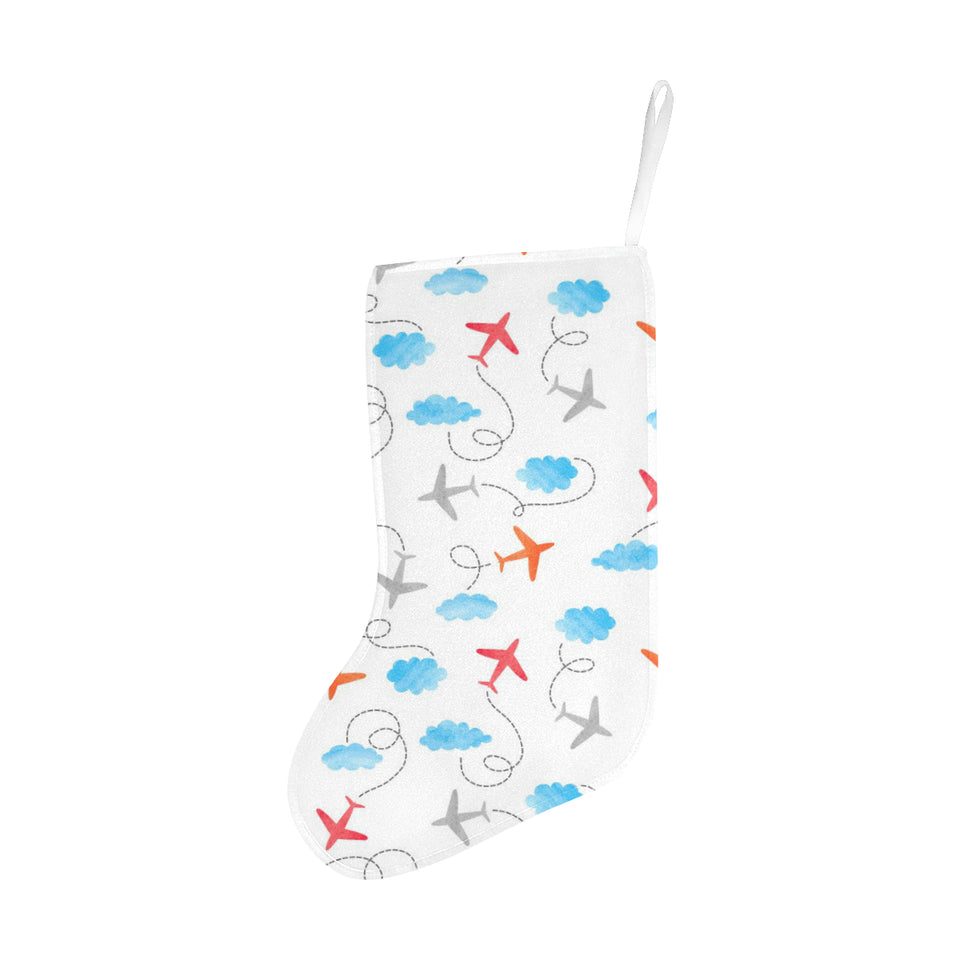 Airplane Cloud Pattern Christmas Stocking