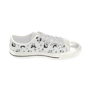 Panda Pattern Background Women's Low Top Canvas Shoes White