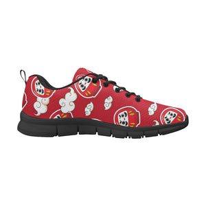 Red Daruma Cloud Pattern Men's Sneakers Black