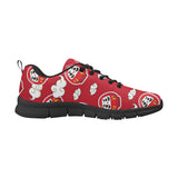 Red Daruma Cloud Pattern Men's Sneakers Black