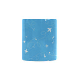 Airplane Pattern Blue Background Classical White Mug (FulFilled In US)