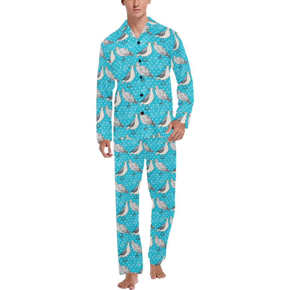 Seagull Pattern Print Design 02 Men's Long Pajama Set