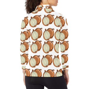 Onion Theme Pattern Women's Long Sleeve Polo Shirt