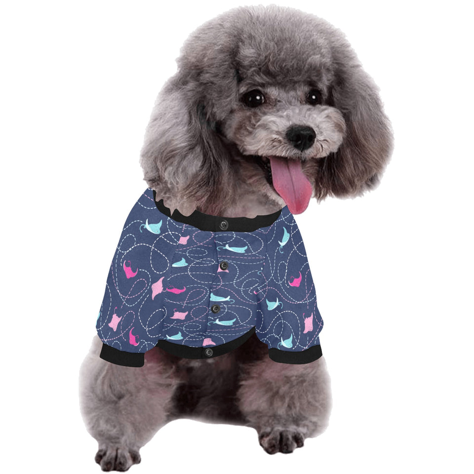 Stingray Pattern Print Design 05 All Over Print Pet Dog Round Neck Fuzzy Shirt