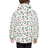 Hummingbird Pattern Print Design 01 Kids' Boys' Girls' Padded Hooded Jacket