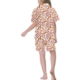 Sausage Pattern Print Design 05 Kids' Boys' Girls' V-Neck Short Pajama Set