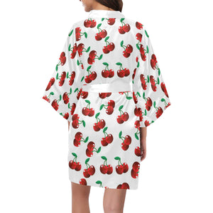 Cherry Pattern Women's Short Kimono Robe