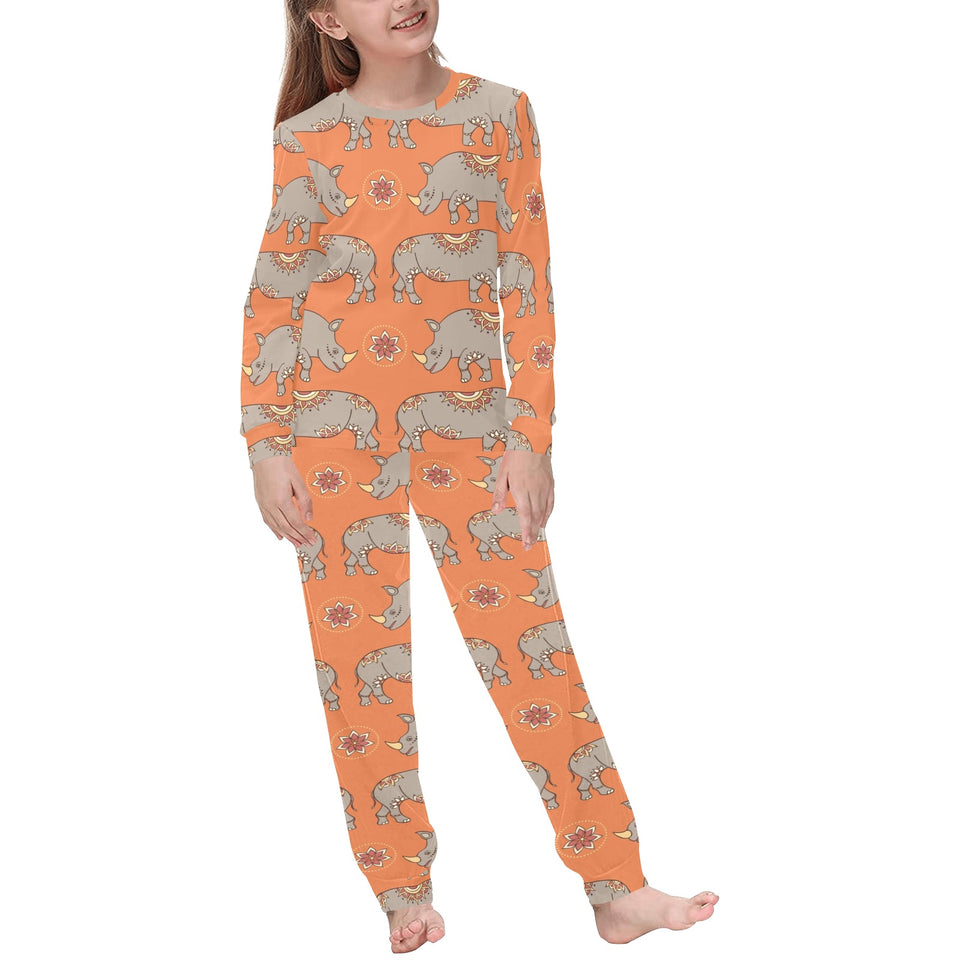 Rhino Pattern Theme Kids' Boys' Girls' All Over Print Pajama Set