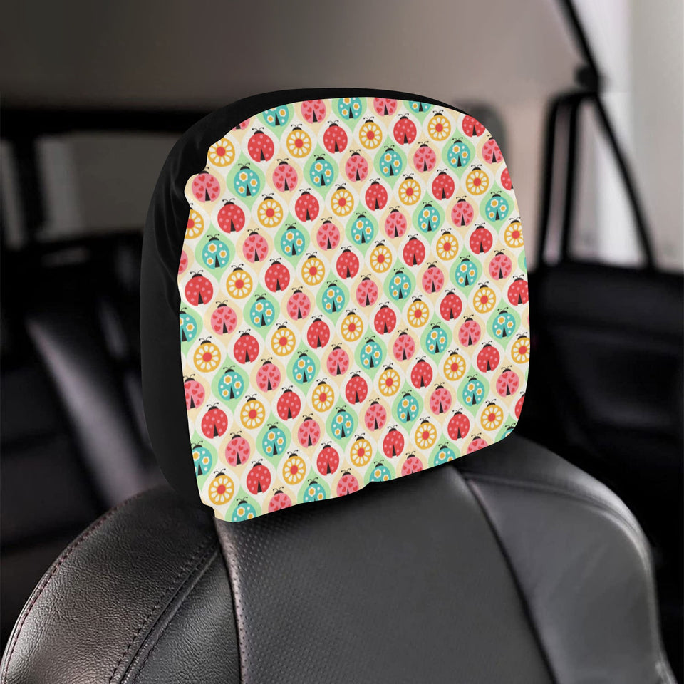 Ladybug Pattern Print Design 02 Car Headrest Cover