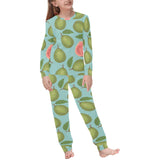 Guava Pattern Green Background Kids' Boys' Girls' All Over Print Pajama Set