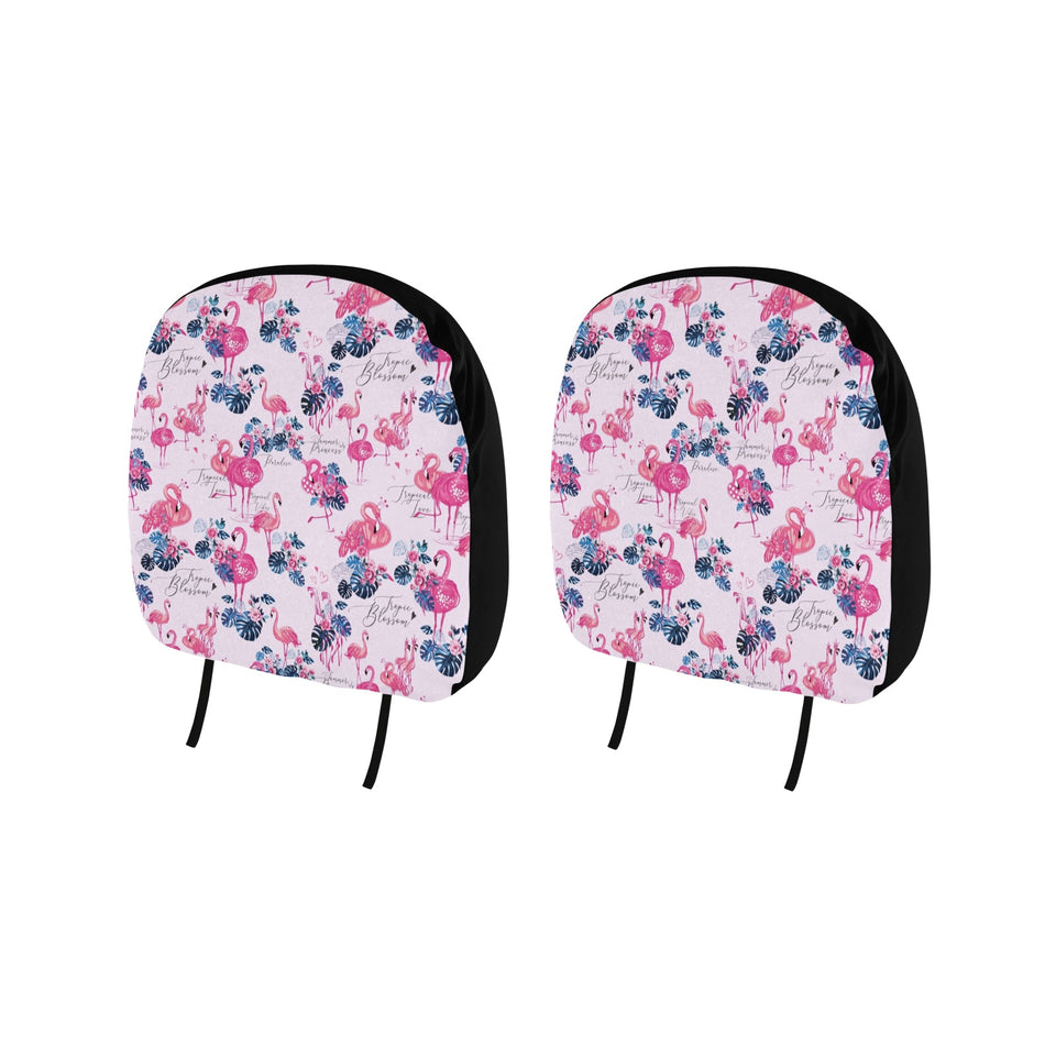 Flamingo Pink Pattern Car Headrest Cover