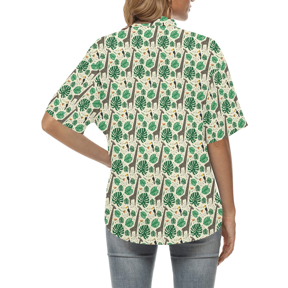 Giraffe Pattern Print Design 02 Women's All Over Print Hawaiian Shirt