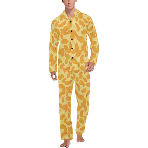 Potato Chips Pattern Print Design 04 Men's Long Pajama Set