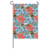 Bee Red and Blue Hibiscus Pattern House Flag Garden Flag