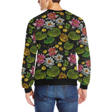 Lotus Waterlily Flower Pattern Background Men's Crew Neck Sweatshirt
