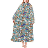 Hummingbird Pattern Print Design 02 Blanket Robe with Sleeves