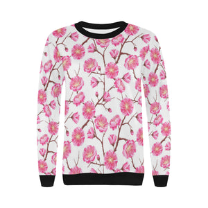 Pink Sakura Pattern Women's Crew Neck Sweatshirt