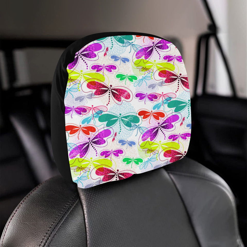 Colorful Dragonfly Pattern Car Headrest Cover