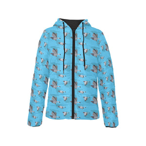 Pigeon Pattern Print Design 05 Women's Padded Hooded Jacket