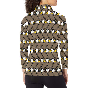 Eagle Pattern Print Design 02 Women's Long Sleeve Polo Shirt