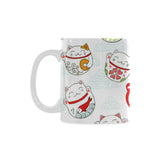 Meneki Neko Lucky Cat Pattern Classical White Mug (FulFilled In US)