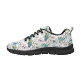 Peacock Pink Flower Pattern Men's Sneakers Black