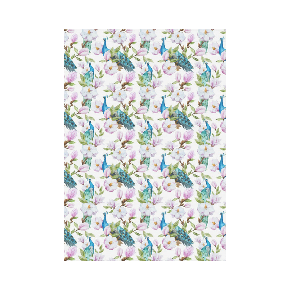 Peacock Pink Flower Pattern House Flag Garden Flag