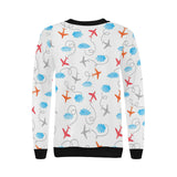 Airplane Cloud Pattern Women's Crew Neck Sweatshirt