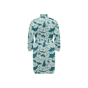 Stingray Pattern Print Design 01 Men's Long Sleeve Belted Night Robe