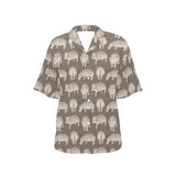 Hippopotamus Pattern Print Design 04 Women's All Over Print Hawaiian Shirt