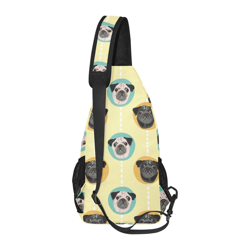 Pug Head Pattern All Over Print Chest Bag