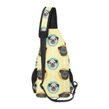 Pug Head Pattern All Over Print Chest Bag