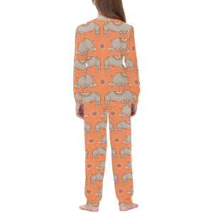 Rhino Pattern Theme Kids' Boys' Girls' All Over Print Pajama Set