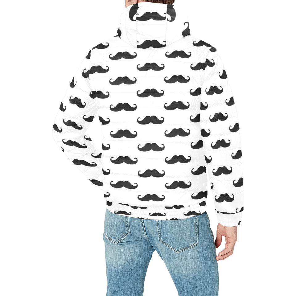 Mustache Beard Pattern Print Design 05 Men's Padded Hooded Jacket(ModelH42)