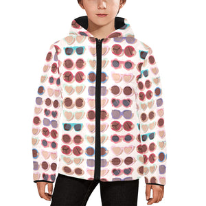 Sun Glasses Pattern Print Design 04 Kids' Boys' Girls' Padded Hooded Jacket