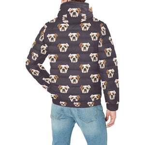 English Bulldog Pattern Print Design 03 Men's Padded Hooded Jacket(ModelH42)