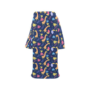 Giraffe Pattern Print Design 04 Blanket Robe with Sleeves