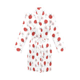 Ladybug Pattern Print Design 04 Women's Long Sleeve Belted Night Robe