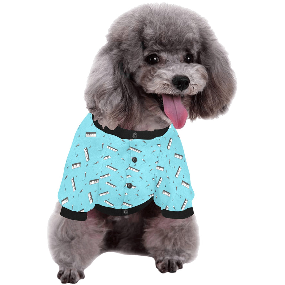 Piano Pattern Print Design 01 All Over Print Pet Dog Round Neck Fuzzy Shirt