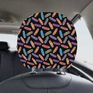 Skate Board Pattern Print Design 04 Car Headrest Cover