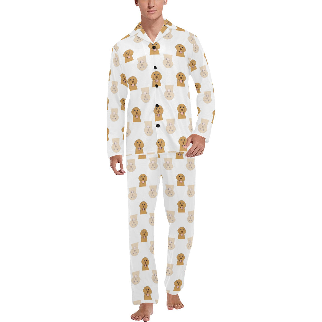 Golden Retriever Pattern Print Design 03 Men's Long Pajama Set