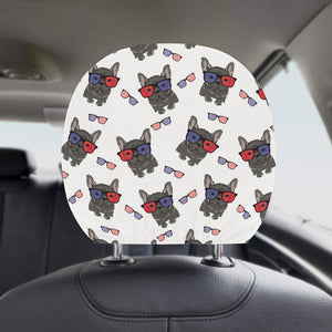 French Bulldog Sunglass Pattern Car Headrest Cover