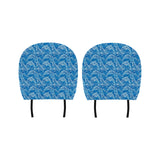 Dolphin Tribal Blue Pattern Car Headrest Cover