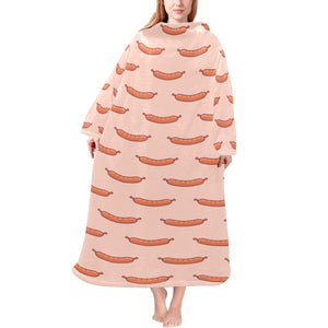 Sausage Pattern Print Design 01 Blanket Robe with Sleeves